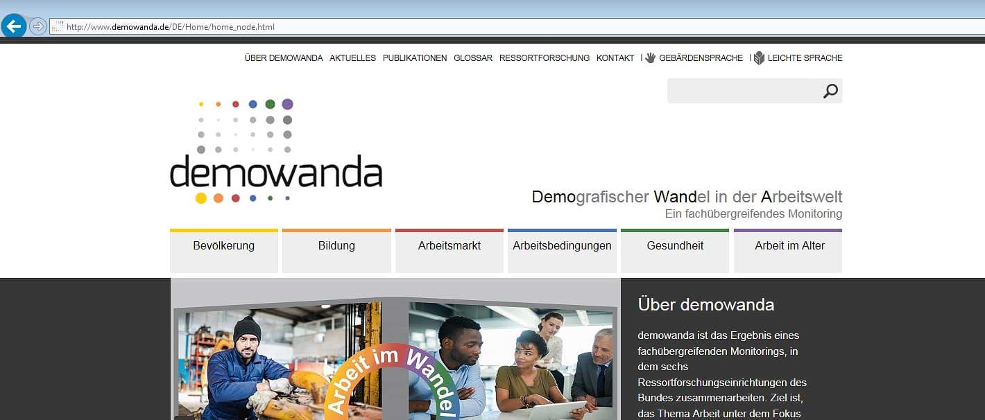 Internetportal demowanda.de informiert über demografischen Wandel in der Arbeitswelt